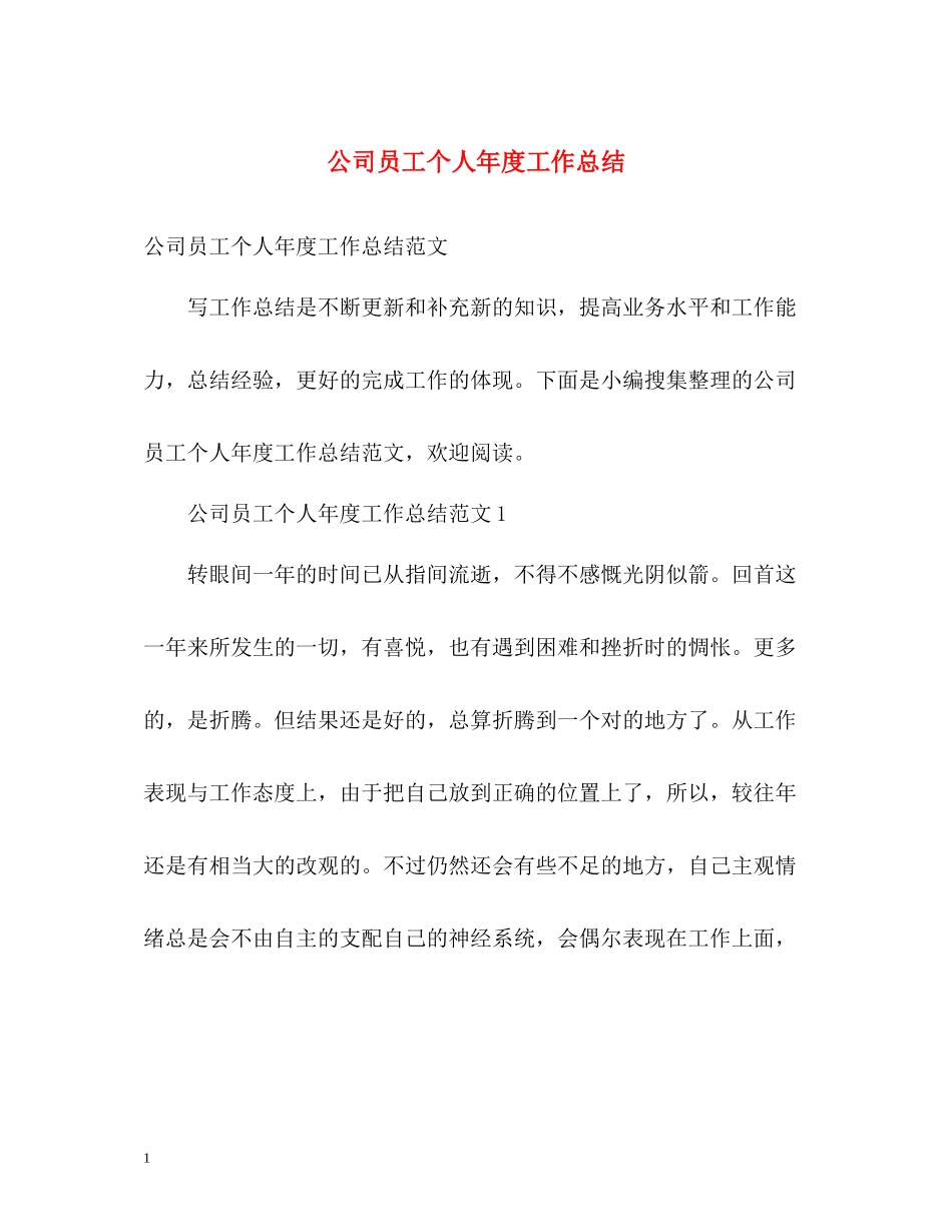 公司员工个人年度工作总结_第1页