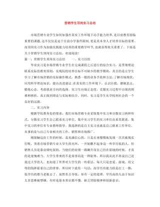 营销学生顶岗实习总结