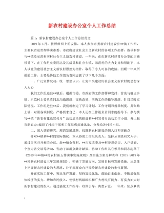 新农村建设办公室个人工作总结 