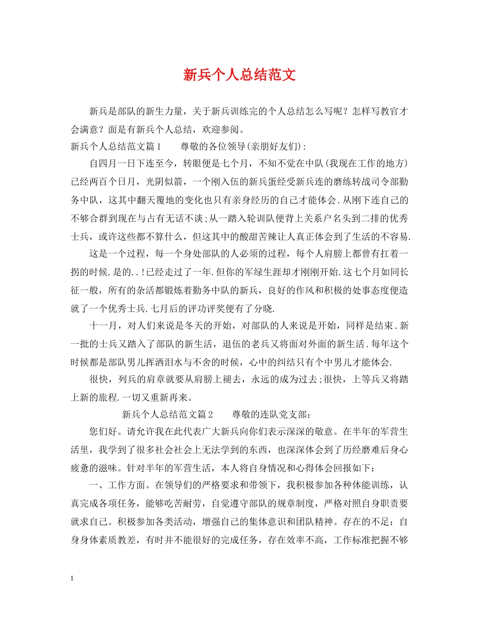 新兵个人总结范文 _第1页