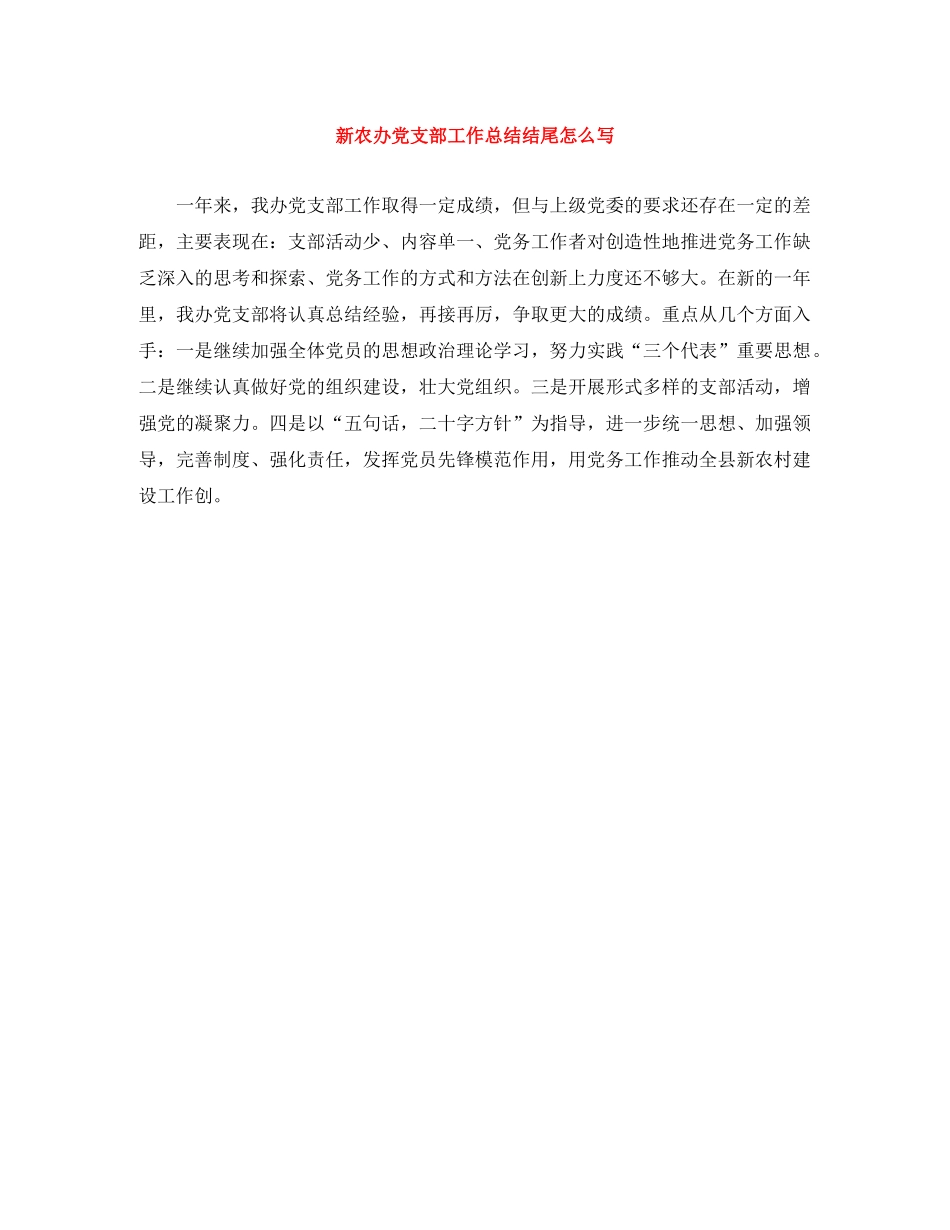 新农办党支部工作总结结尾怎么写 _第1页