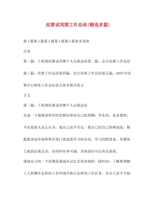 结算试用期工作总结精选多篇)
