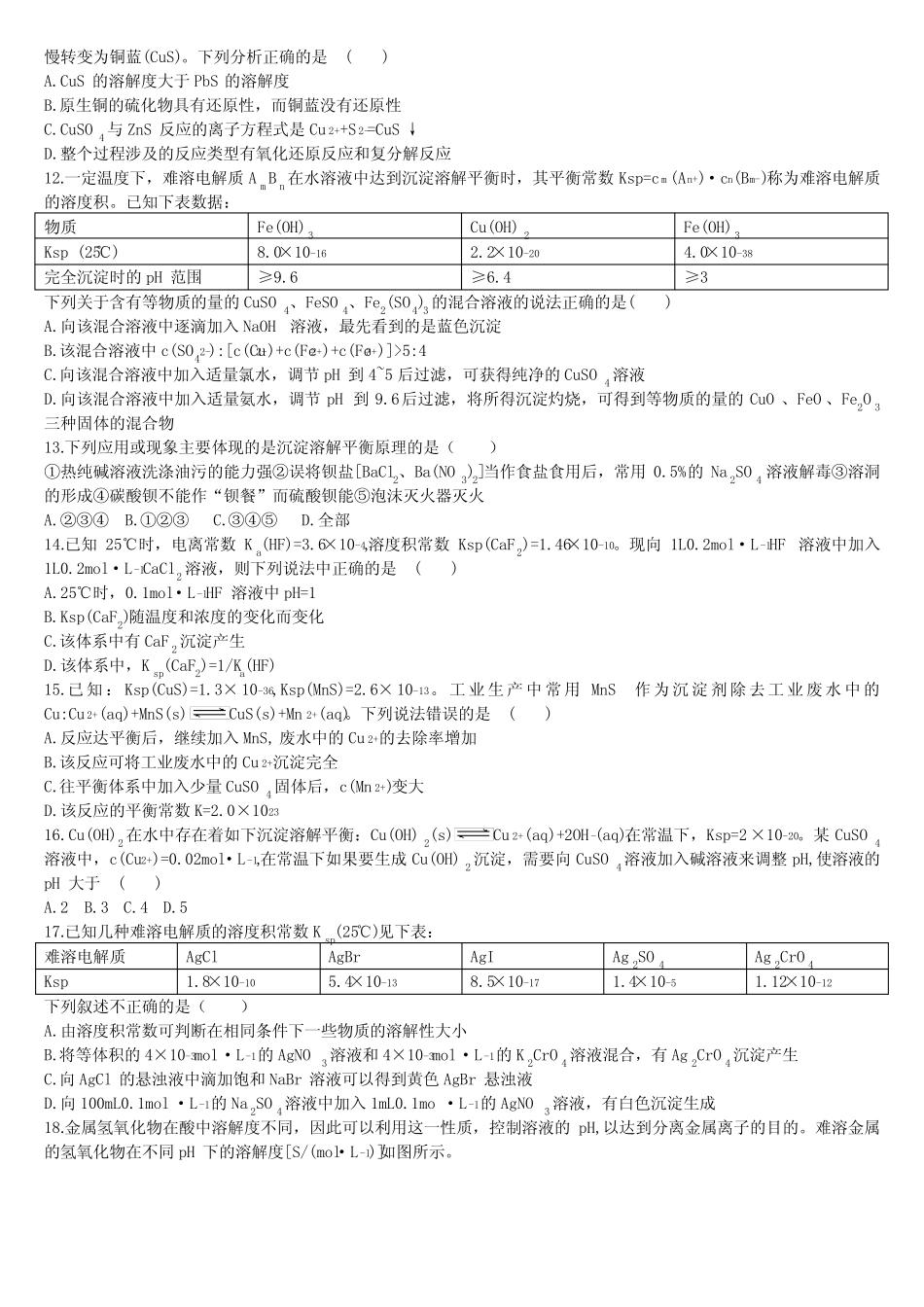 高中化学选择性必修一第3章第4节 沉淀溶解平衡 第二课时 沉淀溶解平衡..._第2页
