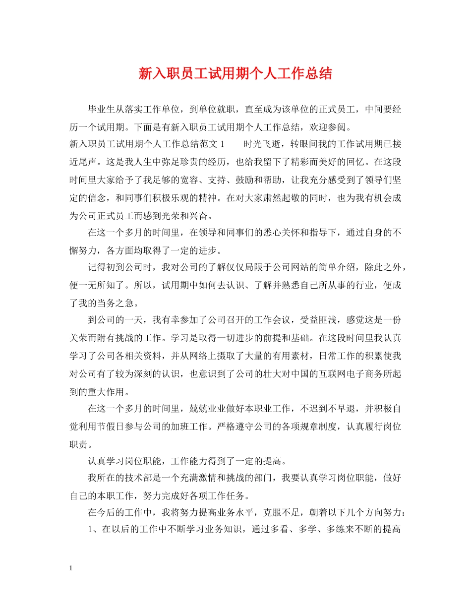 新入职员工试用期个人工作总结 _第1页