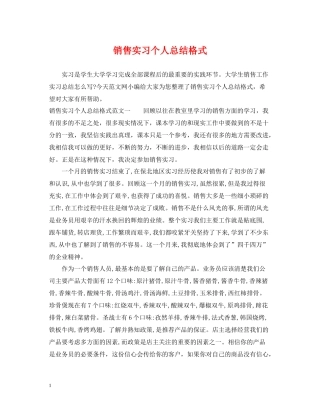 销售实习个人总结格式