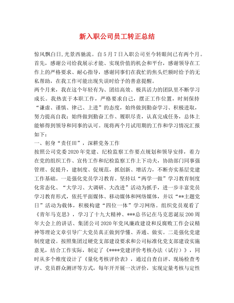 新入职公司员工转正总结 _第1页