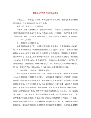 新党员上半年个人工作总结范文 