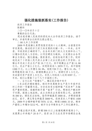 强化措施狠抓落实(工作报告)