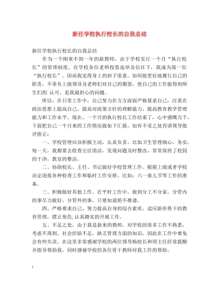 新任学校执行校长的自我总结 