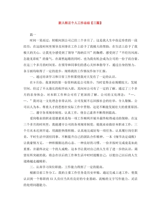 新人转正个人工作总结【三篇】 