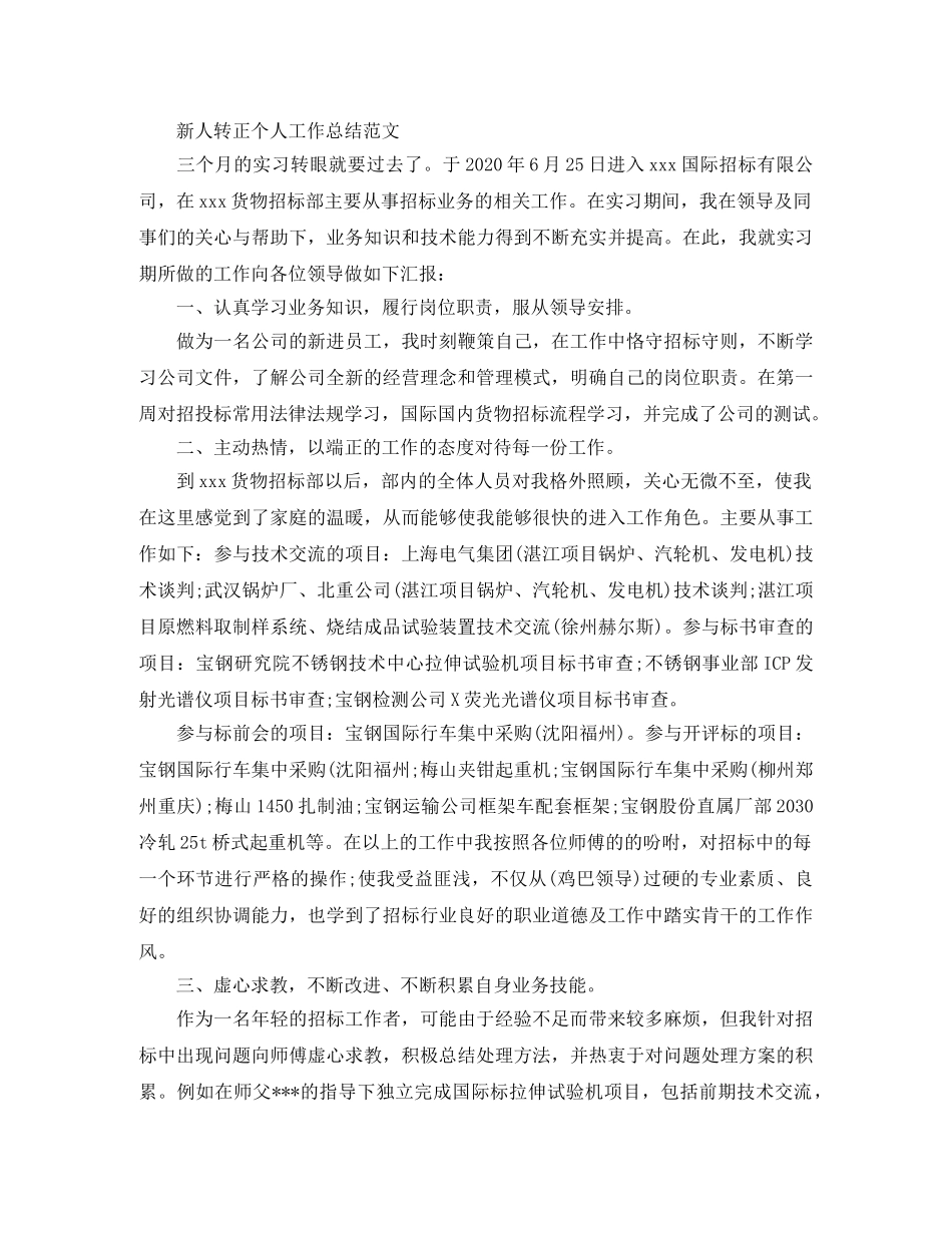 新人转正个人工作总结 _第3页