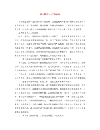 新人转正个人工作总结 