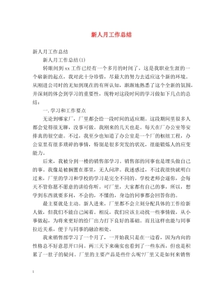 新人月工作总结 