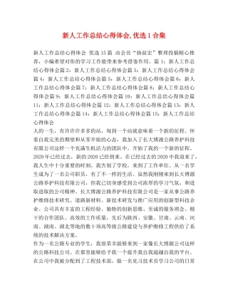 新人工作总结心得体会,优选1合集 