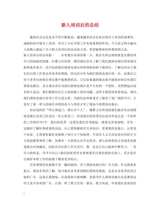新人培训后的总结 