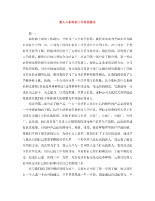 新人入职培训工作总结报告 