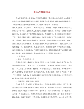 新人人力资源工作总结 
