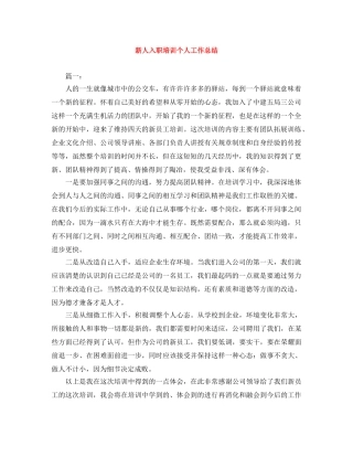 新人入职培训个人工作总结 