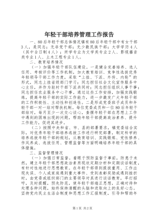 年轻干部培养管理工作报告