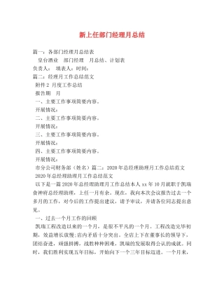 新上任部门经理月总结 