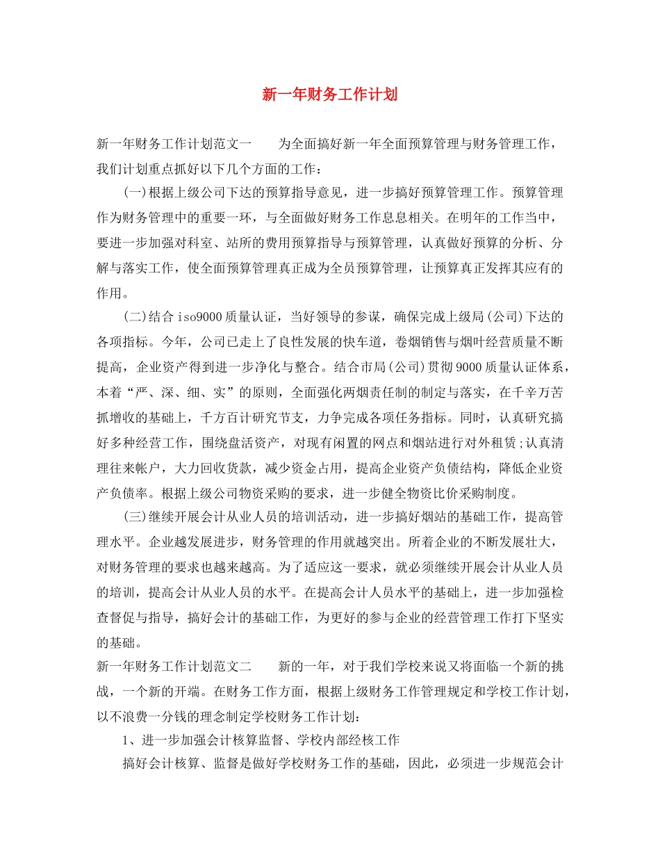 新一年财务工作计划 _第1页