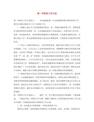 新一年财务工作计划 
