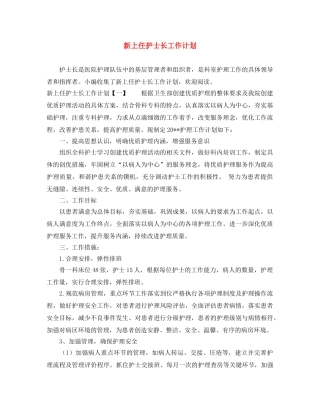 新上任护士长工作计划 