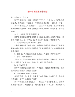 新一年的财务工作计划 