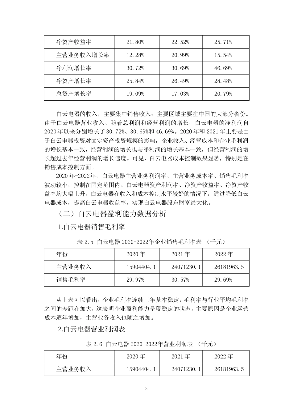 《白云电器盈利能力分析报告(3200字)》_第3页
