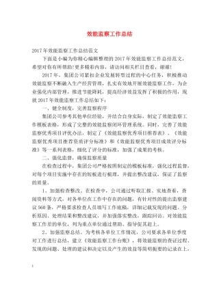 效能监察工作总结 