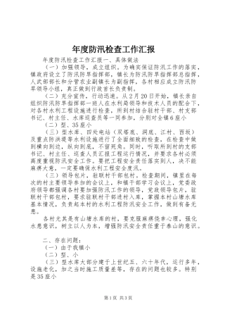 年度防汛检查工作汇报