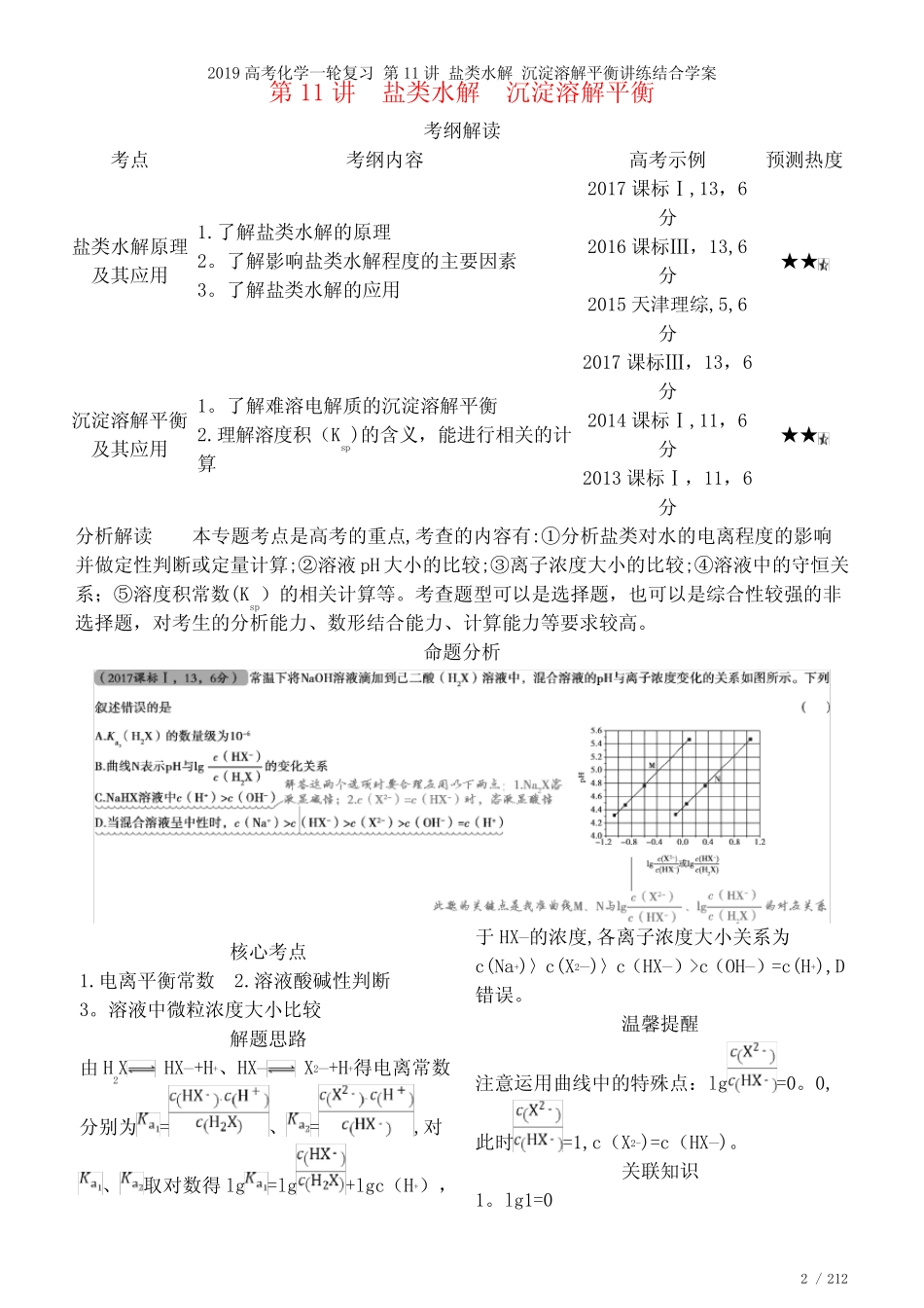近年高考化学一轮复习第11讲盐类水解沉淀溶解平衡讲练结合学案(2021年..._第2页
