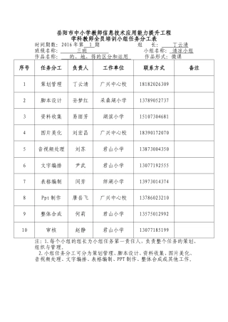 小组任务分工表 (2)