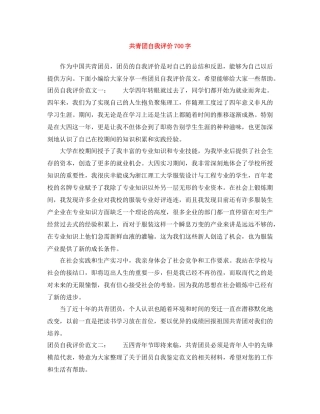 共青团自我评价700字