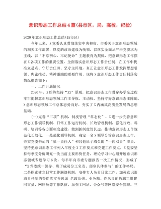 意识形态工作总结4篇(县市区，局，高校，纪检) 