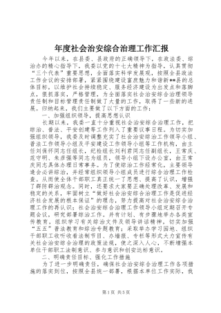 年度社会治安综合治理工作汇报