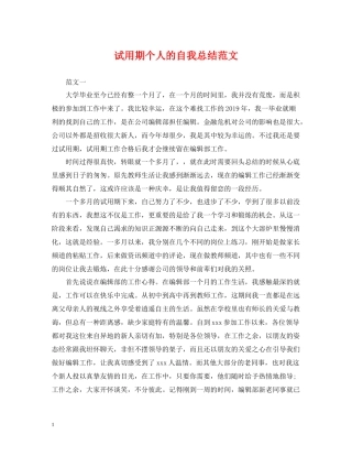 试用期个人的自我总结范文