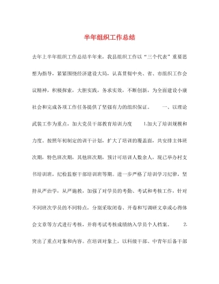 半年组织工作总结2