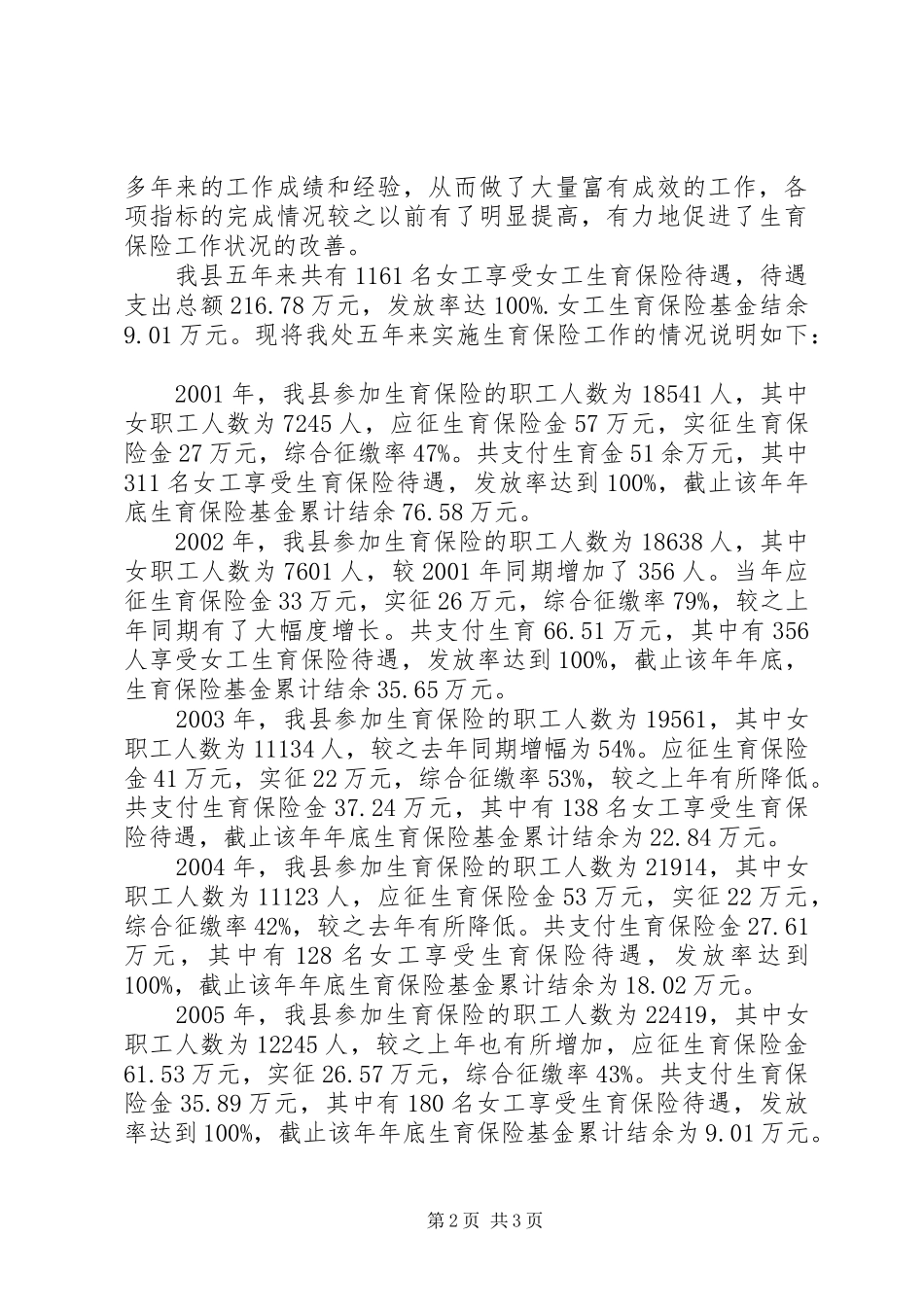年度实施生育保险工作的情况报告_第2页