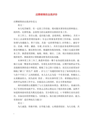 应聘销售的自我评价2 