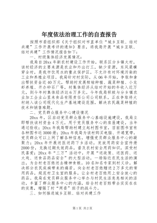 年度依法治理工作的自查报告