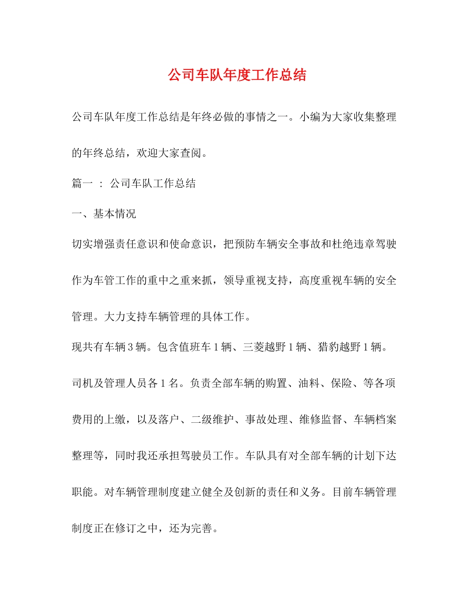公司车队年度工作总结_第1页