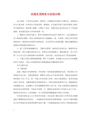 应届生顶岗实习总结示例 