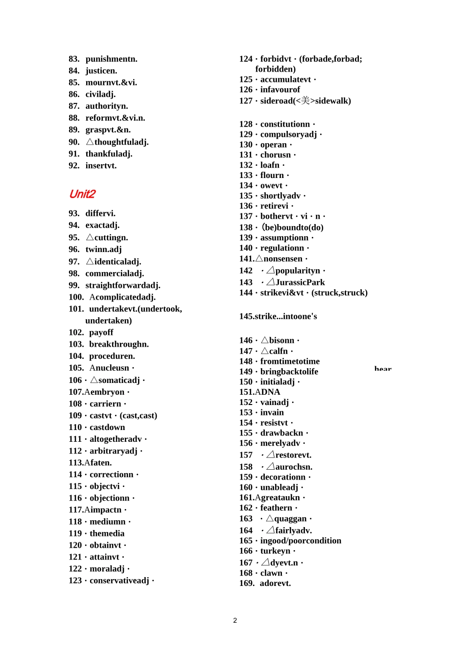 新课标人教版高中英语选修8单词(默写用)_第2页