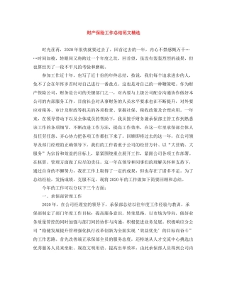 财产保险工作总结范文精选