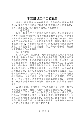 平安建设工作自查报告