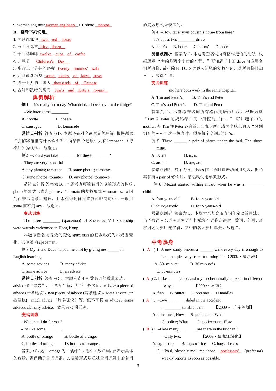 中考复习之：初中英语语法知识专题突破_第3页
