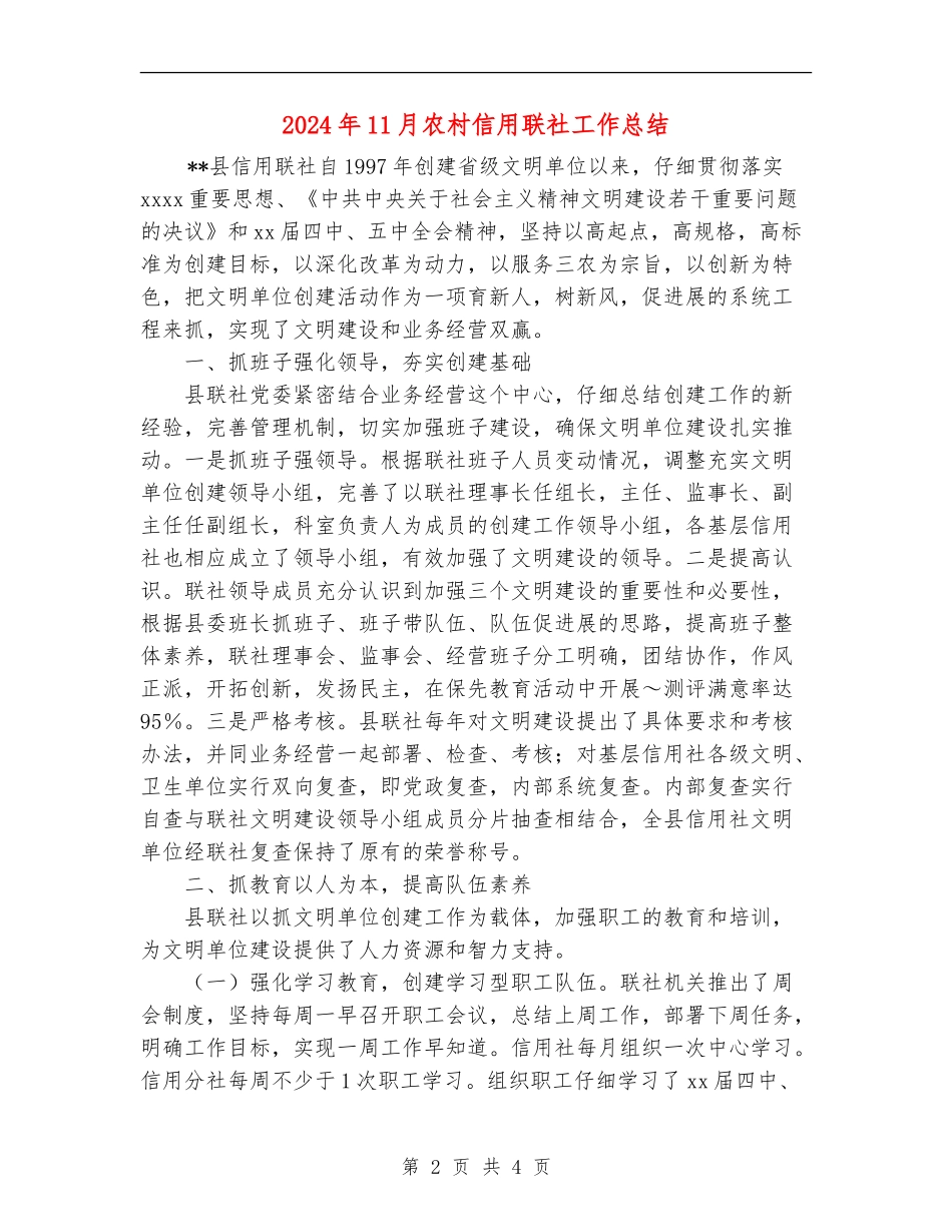 2024年11月农村信用联社工作总结_第2页