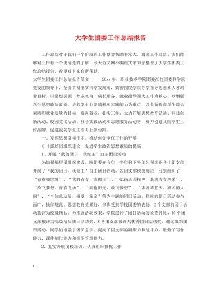 大学生团委工作总结报告