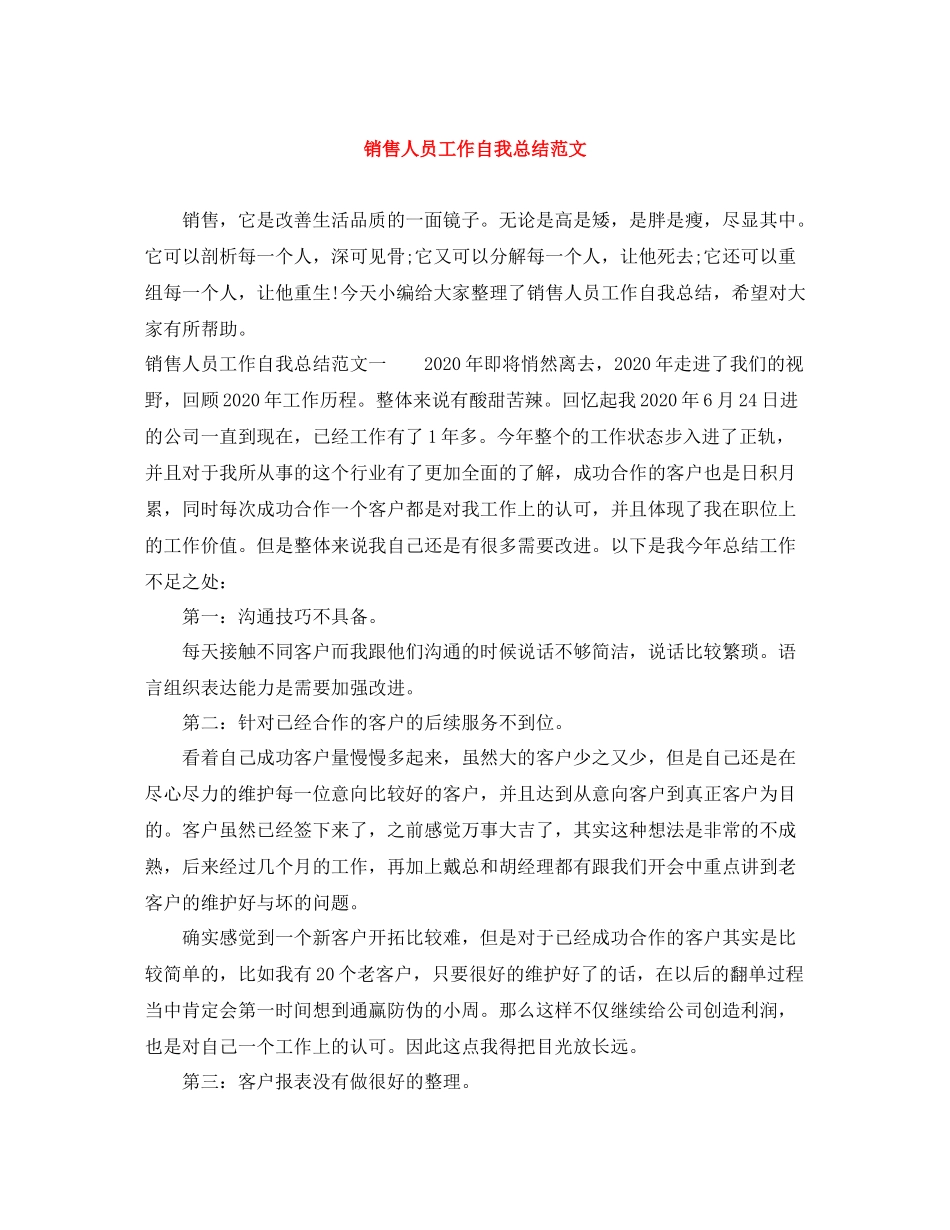 销售人员工作自我总结范文_第1页